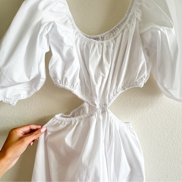 Faithfull the Brand New Gabrielli Mini Dress cut out White Size M/ US 6 - Picture 6 of 10